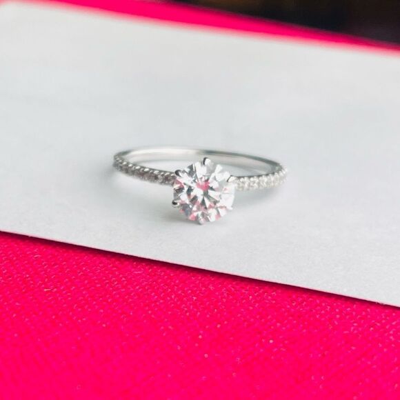 1.0 Solitaire Prong Ring White Gold plated Size 6.5 - Picture 2 of 6
